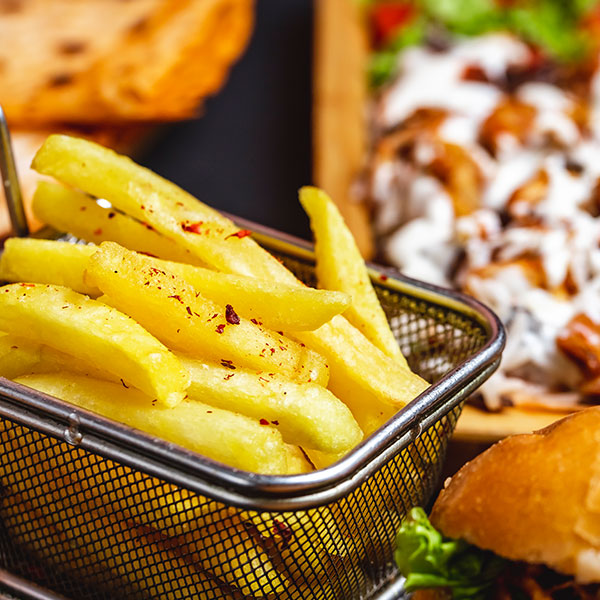 Prepared food representing restaurant food wastage and portion control